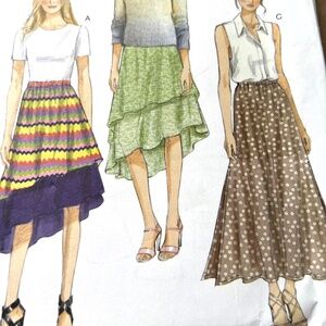 VOGUE Pattern 8981 Skirts Pull On Shaped Hemline Layered 3 Length Sizes XS S M